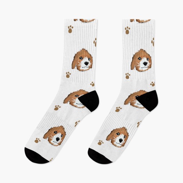Item preview, Dog portrait auburn fur paw print pattern designed and sold by Hanasroad.