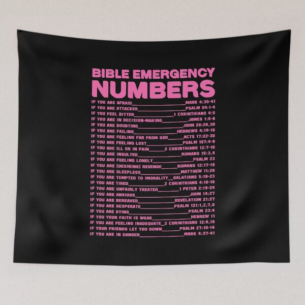 Item preview, BIBLE EMERGENCY NUMBERS DESIGN IN BRIGHT PINK COLOR designed and sold by EverLifeApparel.