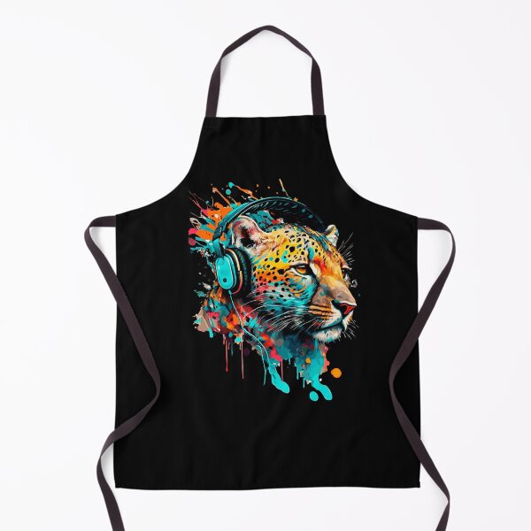 Item preview, Colorful leopard with headphones designed and sold by Fran Fryberg.