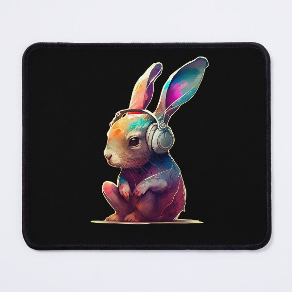 Item preview, Colorful bunny with headphones designed and sold by Fran Fryberg.