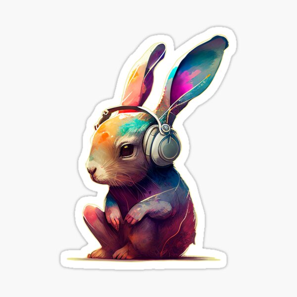 Miffy bunny with headphones  Sticker for Sale by rxssal