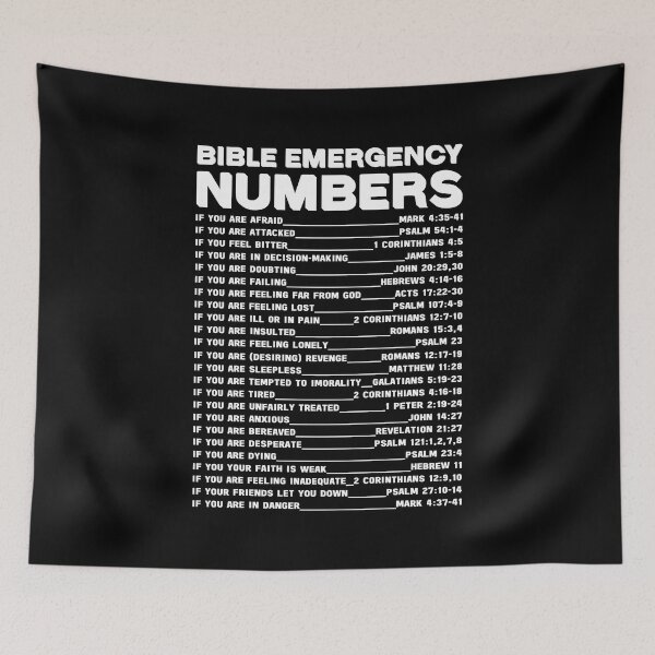 Item preview, BIBLE EMERGENCY NUMBERS DESIGN IN WHITE COLOR designed and sold by EverLifeApparel.