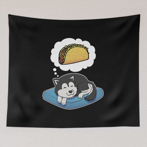 Aperçu de l'œuvre Alaskan Malamute dreaming about Tacos créée et vendue par DoggieDelights.