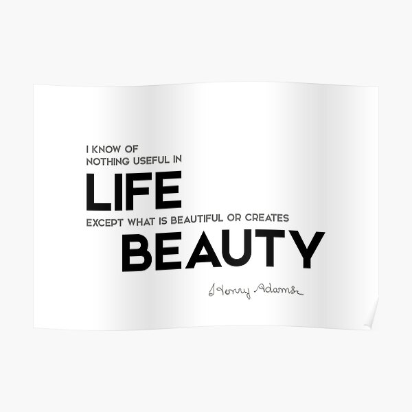 useful in life, creates beauty - henry adams Poster