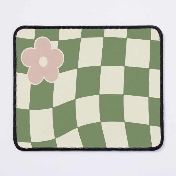 Item preview, Wavy green Checkers with Pink Flowers designed and sold by asymmetrickid.