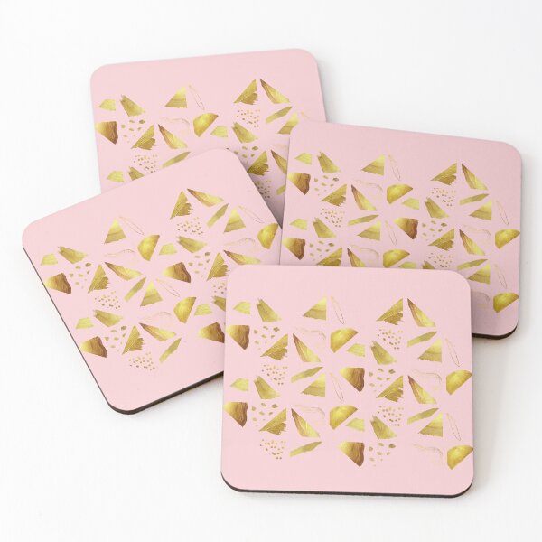 Item preview, Golden geometric triangle pattern with pastel pink background. designed and sold by CreativeStrand.