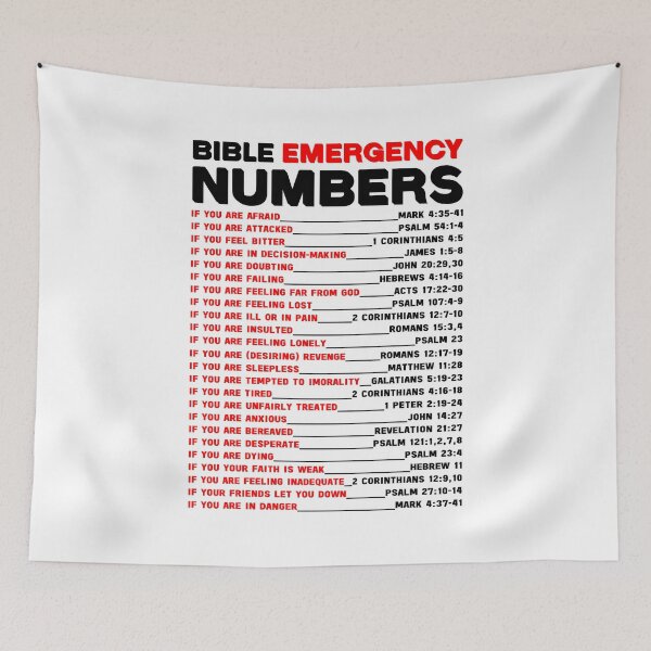 Item preview, BIBLE EMERGENCY NUMBERS IN BLACK AND RED COLOR designed and sold by EverLifeApparel.