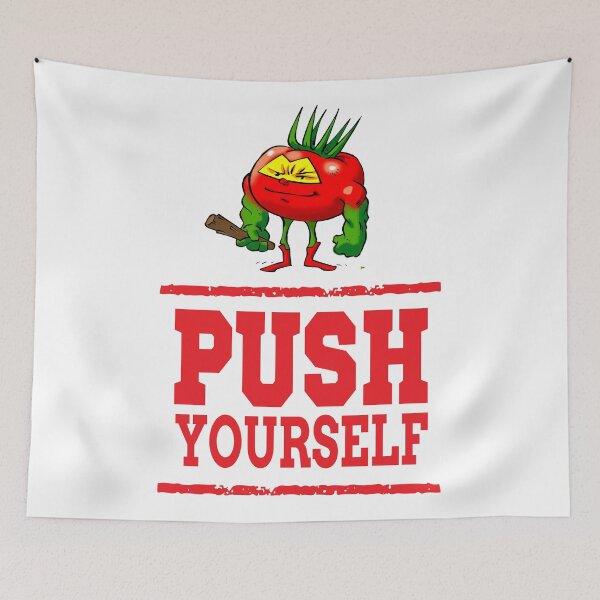 Item preview, Push Yourself Tomato The Barbarian Foodie Superhero Bodybuilder Workout Powerlifter Weightlifter designed and sold by ProjectX23.