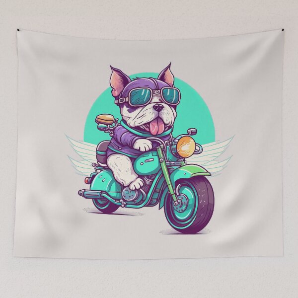 Item preview, Cool Bulldog Puppy Biker in Pastel Colors designed and sold by quick-drops.