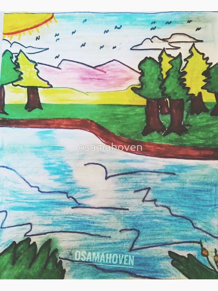 प्राकृतिक दृश्य का चित्र कैसे बनाएं // Easy Scenery drawing for kids Step  by step - YouTube