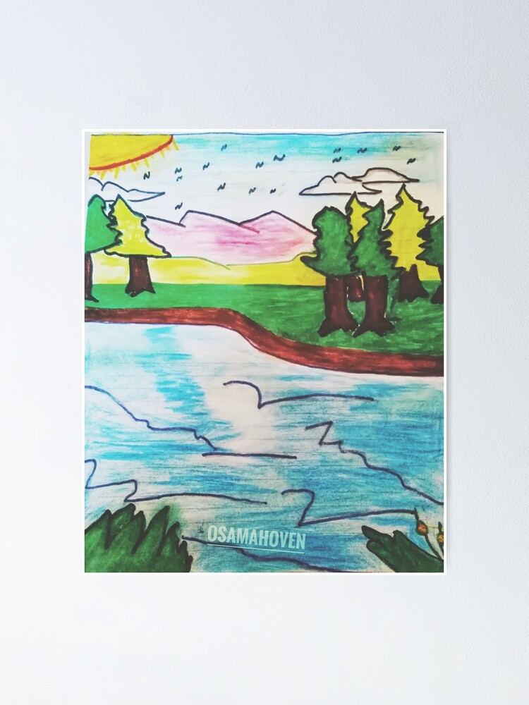 Simple Landscape Nature Scenery Drawing For Kids Step By – Otosection