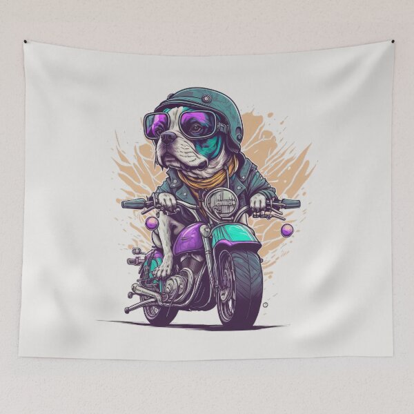 Item preview, Biker Dog with Sun Glasses, Helmet and Leather Jacket in Pastel Colors designed and sold by quick-drops.