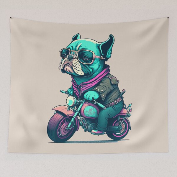 Item preview, Cool Old French Bulldog Biker in Pastel Colors designed and sold by quick-drops.