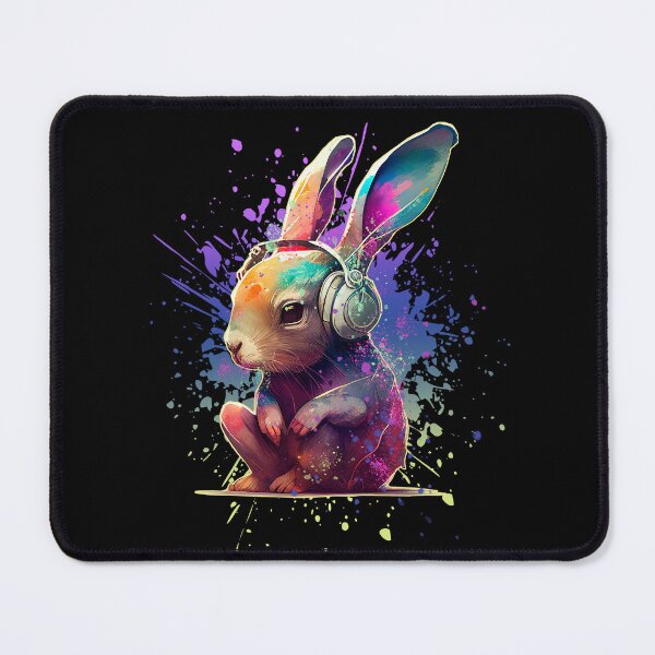 Item preview, Colorful bunny with headphones designed and sold by Fran Fryberg.