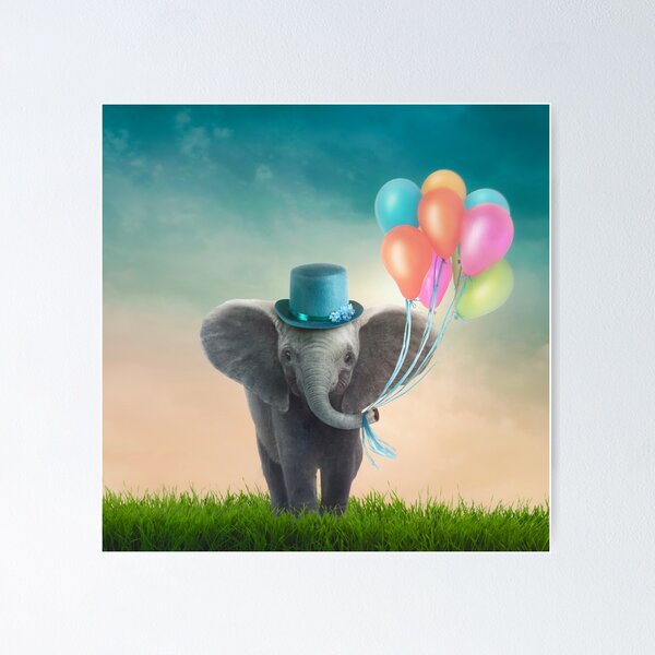 Elephant And Balloons Wall Art for Sale