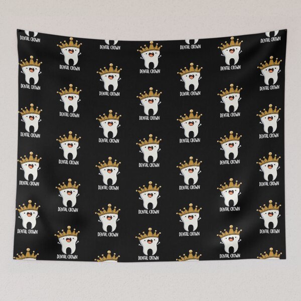 Item preview, Dental Crown Funny Tooth Puns (Dark BG) designed and sold by punnybone.