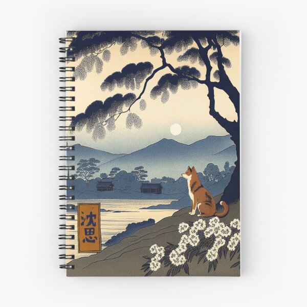 Item preview, Serene Shiba Inu Deep in Meditation. Ukiyo-e landscape. designed and sold by SmilingShiba.