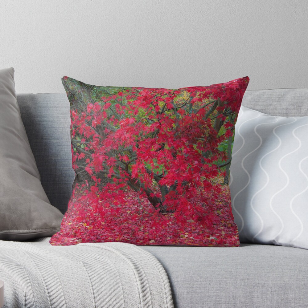Red Fall Throw Pillow