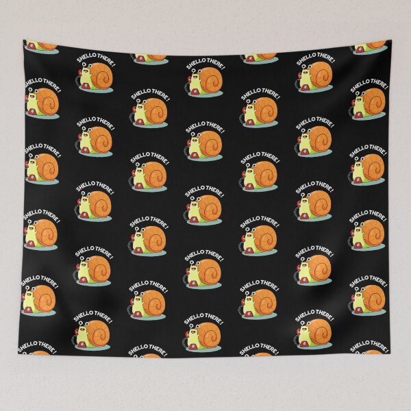Item preview, Shello There Funny Snail Hello Puns (Dark BG) designed and sold by punnybone.