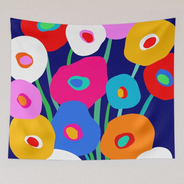 Item preview, Happy and Bright flower bouquet on blue designed and sold by Dominiquevari.