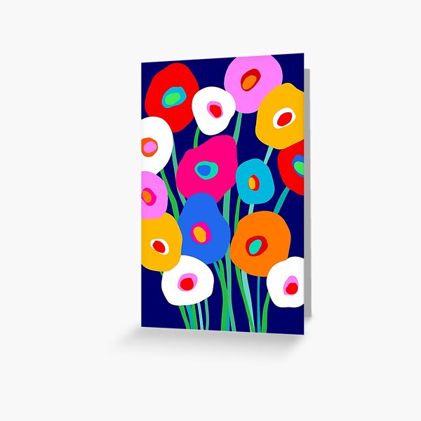 Item preview, Happy and Bright flower bouquet on blue designed and sold by Dominiquevari.