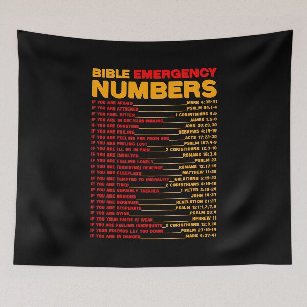 Item preview, BIBLE EMERGENCY NUMBERS IN WHITE AND ORANGE COLOR designed and sold by EverLifeApparel.
