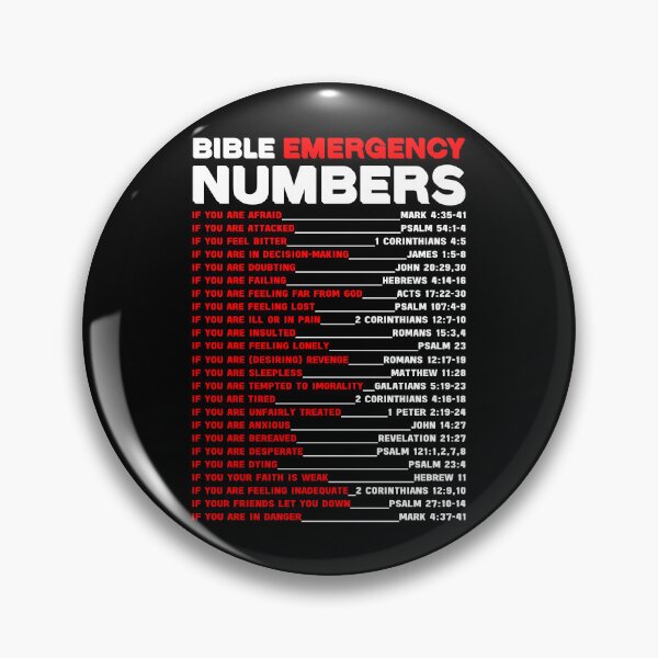 Item preview, BIBLE EMERGENCY NUMBERS IN WHITE AND RED COLOR designed and sold by EverLifeApparel.