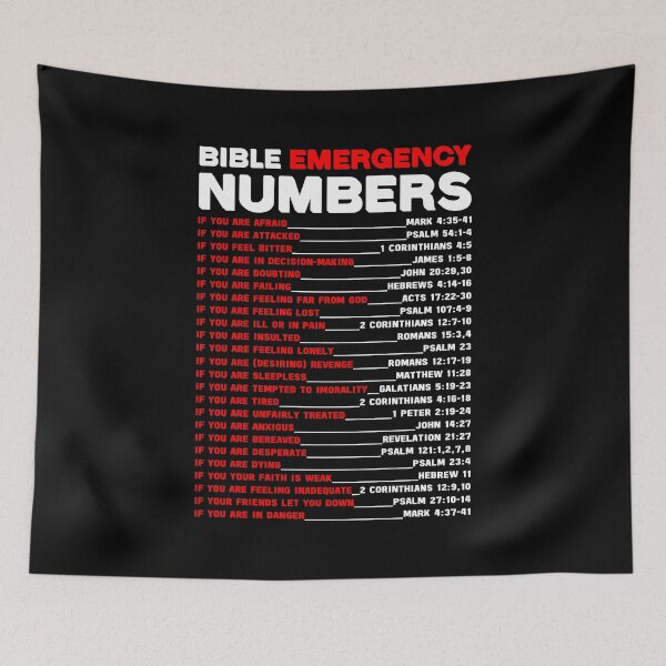 Item preview, BIBLE EMERGENCY NUMBERS IN WHITE AND RED COLOR designed and sold by EverLifeApparel.