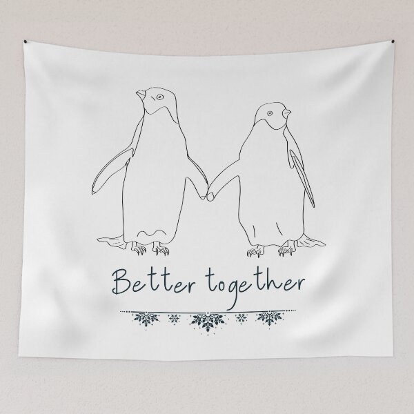 Item preview, Better together - Happy penguin couple in love, holding 'hands' in snowstorm. Cute Valentine's gift. designed and sold by Silva-Sol.