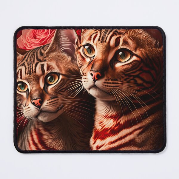 Item preview, Valentines Bengal Cats with hearts and roses 1 designed and sold by idreamaboutcats.