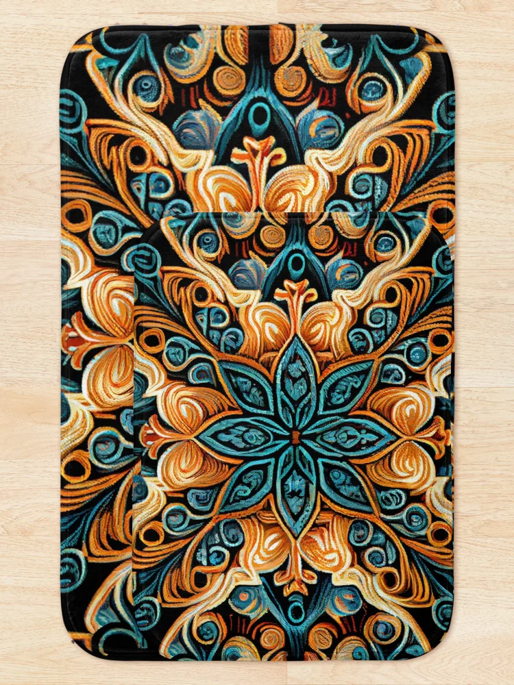 Thumbnail 5 of 6, Bath Mat, Intense Soft Transitional Pattern Digital Painting designed and sold by CodeAndColors.