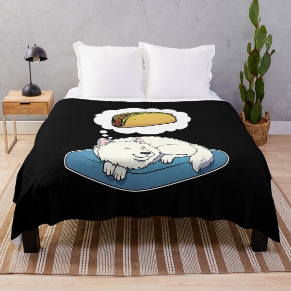 Item preview, Samoyed dreaming about Tacos designed and sold by DoggieDelights.
