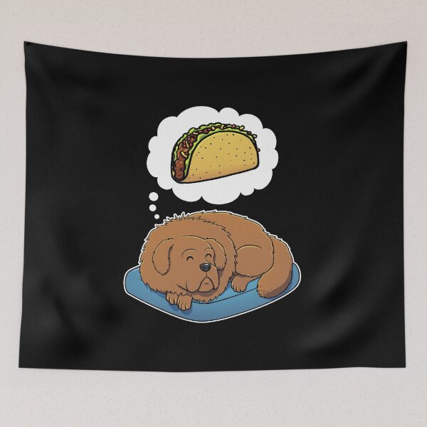 Item preview, Tibetan Mastiff dreaming about Tacos designed and sold by DoggieDelights.