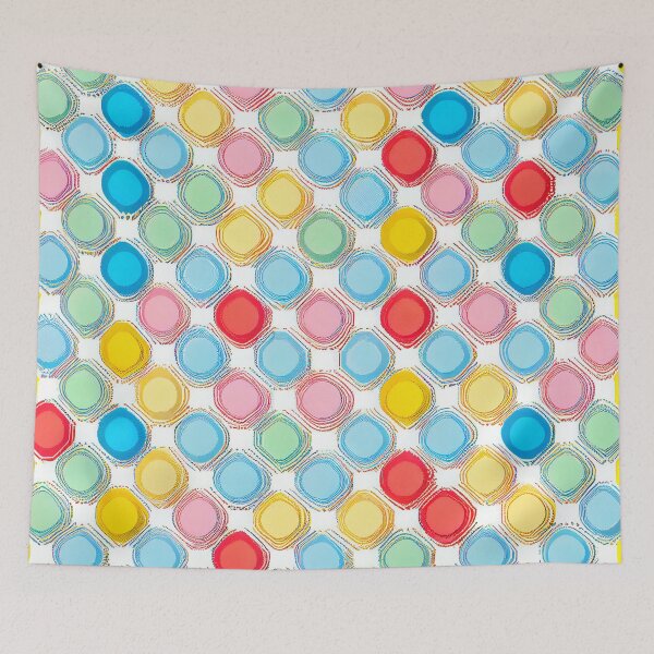 Item preview, White Colorful Square Anime California Chic Pattern Digital Painting designed and sold by CodeAndColors.
