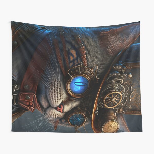Steampunk Cat Tapestry
