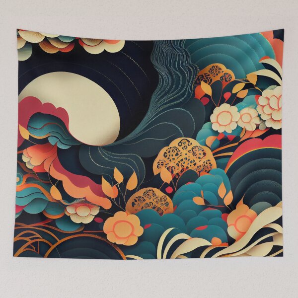 Item preview, Surreal Abstract Asian Pattern Digital Painting designed and sold by CodeAndColors.