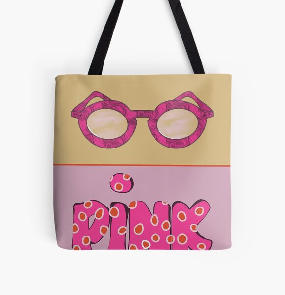Glasses in pink with pink lettering All Over Print Tote Bag