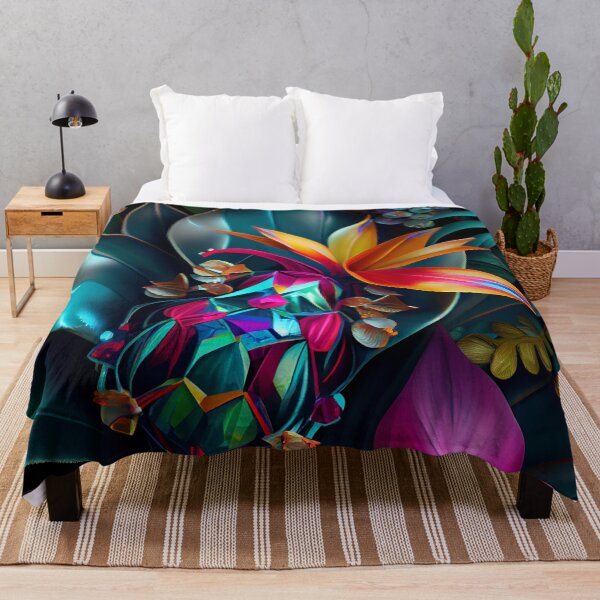 Item preview, Bejeweled Tropical Pattern Digital Painting designed and sold by CodeAndColors.