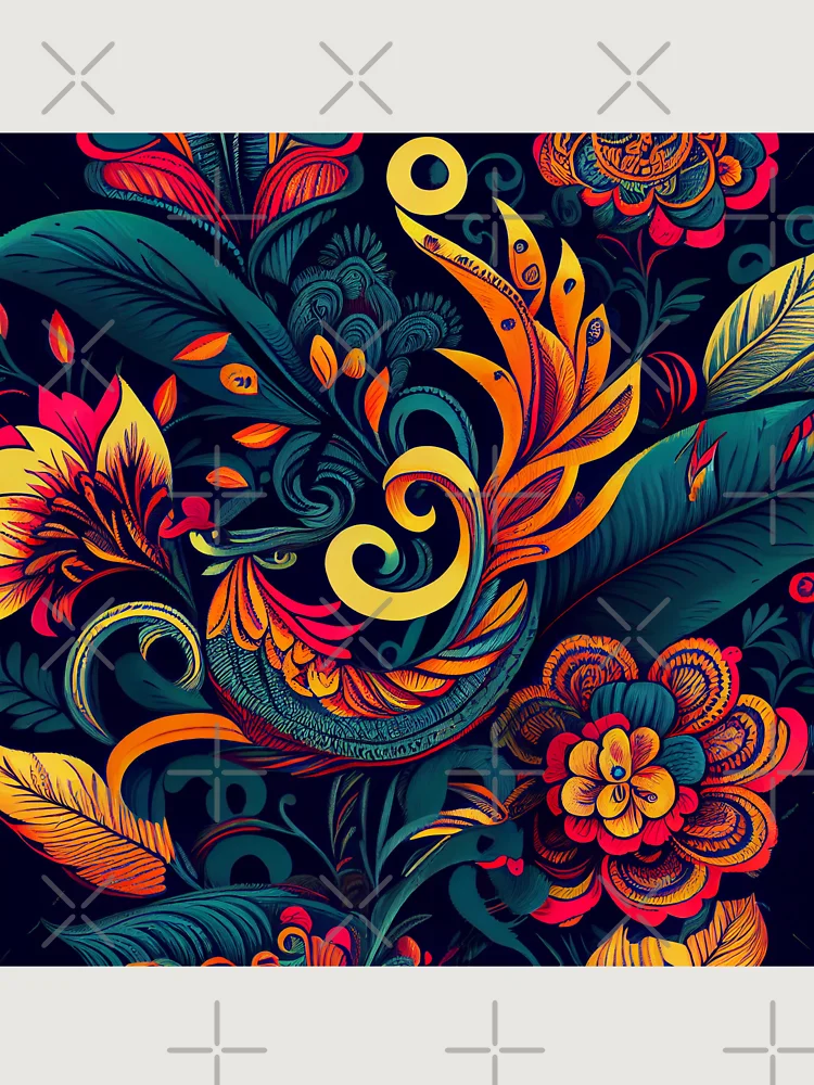 Thumbnail 6 von 6, Premium Oversized Pullover, Vibrant Drawn Rough Exotic Asian Pattern Digital Painting designt und verkauft von CodeAndColors.