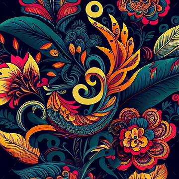 Vorschaubild zum Design Vibrant Drawn Rough Exotic Asian Pattern Digital Painting von CodeAndColors
