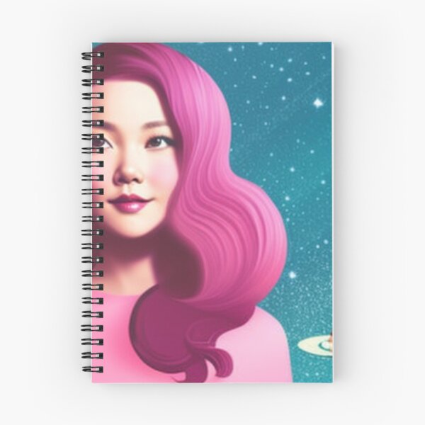 Item preview, Retro pink woman surrounded by planets designed and sold by Girly-Universe.