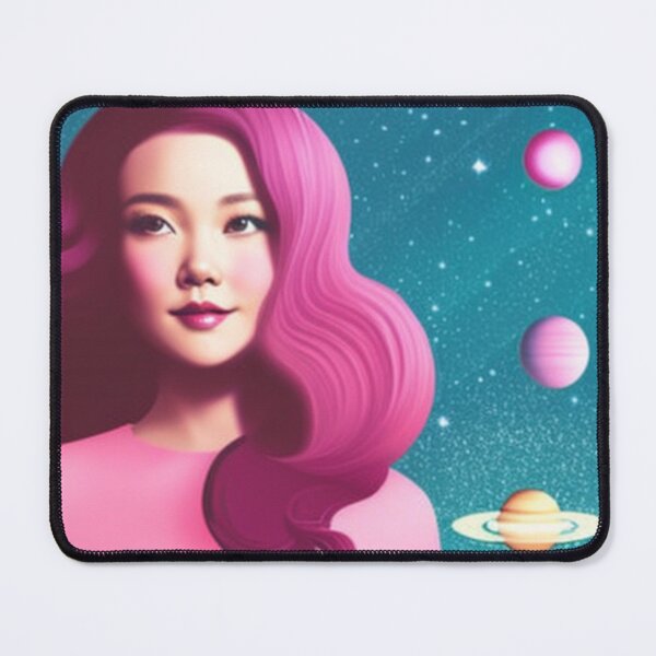 Item preview, Retro pink woman surrounded by planets designed and sold by Girly-Universe.