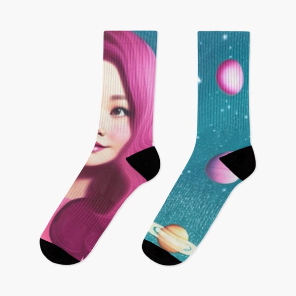 Item preview, Retro pink woman surrounded by planets designed and sold by Girly-Universe.