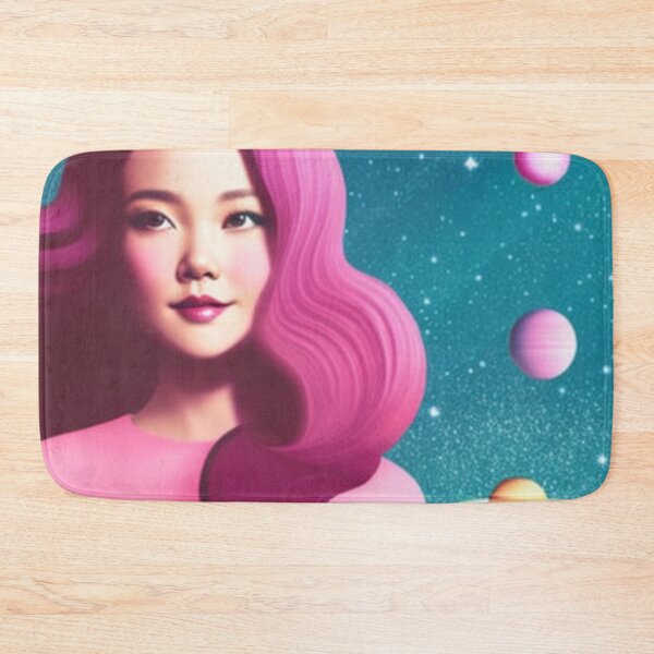 Item preview, Retro pink woman surrounded by planets designed and sold by Girly-Universe.