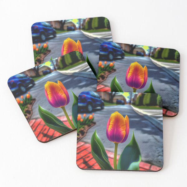 Item preview, Vibrant Tulip in the Driveway Digital Painting designed and sold by CodeAndColors.