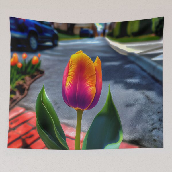 Item preview, Vibrant Tulip in the Driveway Digital Painting designed and sold by CodeAndColors.