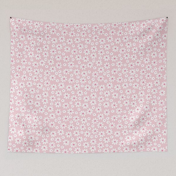 Item preview, DITSY PRAIRIE VINTAGE RETRO FLORALS AND FLOWERS PINK WHITE designed and sold by blomastudios.