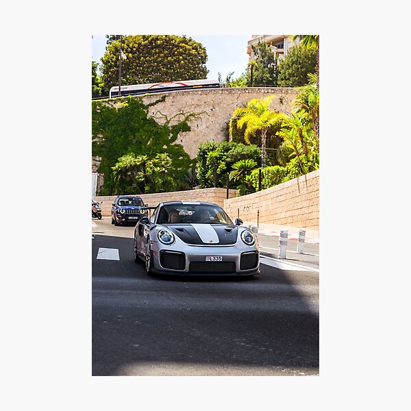 Silver and carbon-fiber supercar Photographic Print