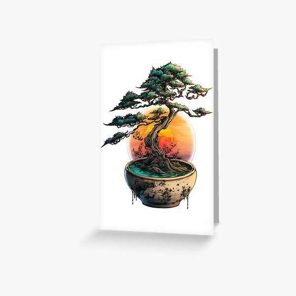Item preview, Bonsai Tree Art-Sunset Bonsai Tree designed and sold by letsgetinspired.
