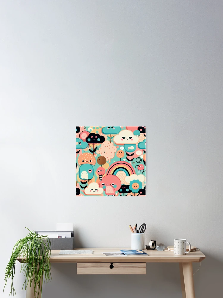 Imagen 2 de 3, Póster con la obra Surreal Kawaii Contemporary Natural Pattern Digital Painting, diseñada y vendida por CodeAndColors.